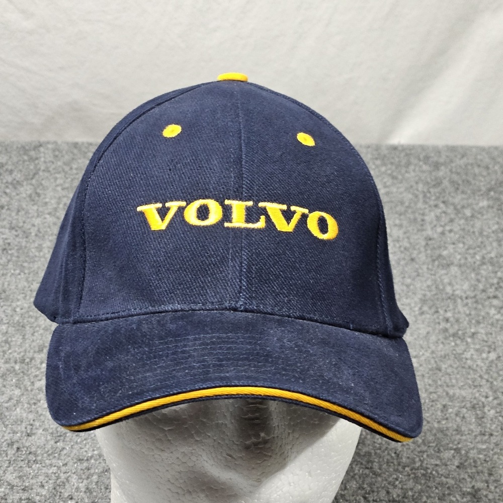 Volvo Embroidered Logo Baseball Hat Navy Blue‎ Yellow Automotive Workwear Dadcap